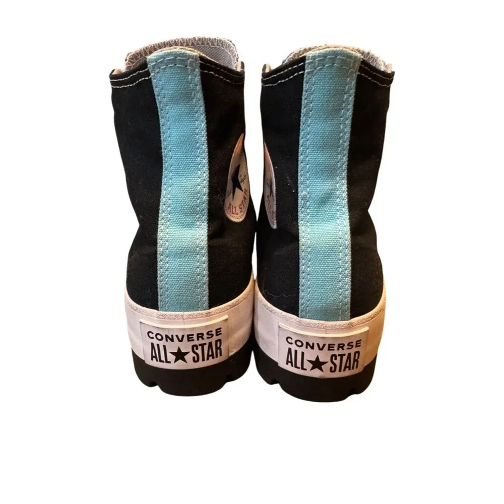 Converse Custom All Star Lugged High Top Platform Sneakers In Black And Blue - Picture 11 of 16